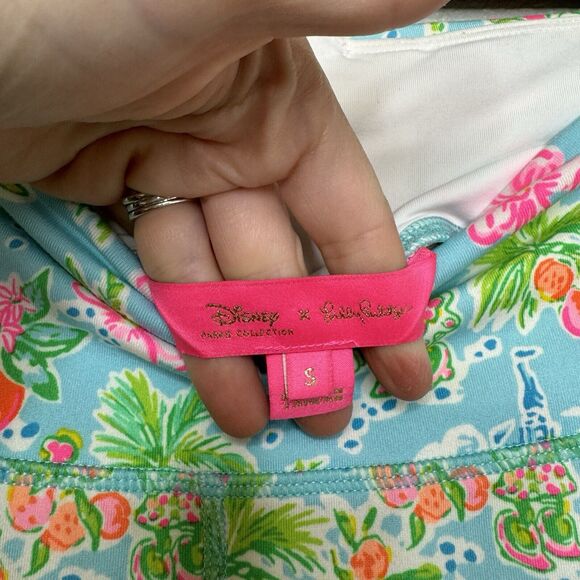 Disney x Lilly Pulitzer Leggings Womens Small Tropical Floral Mickey Print Mesh - Picture 2 of 3